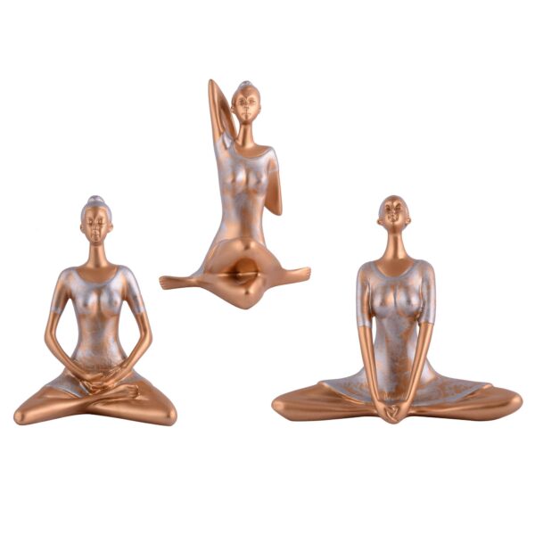 Suitable for home decor Yoga Posture Lady Statue Idol for Home Yoga Statue admirable piece of gift (golden) - Image 2