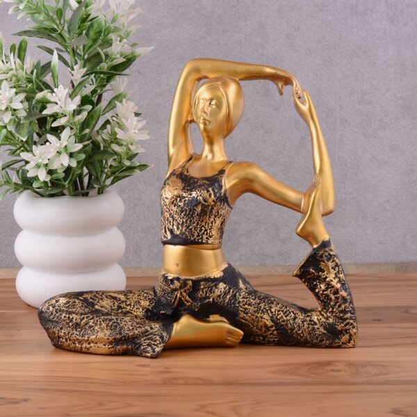 Suitable for home decor Yoga Posture Lady Statue Idol for Home Yoga Statue admirable piece of gift (golden)