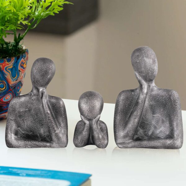 FAMILY Of Three Ornaments  Abstract Home Souvenirs Statues Decoration for Home Character gray